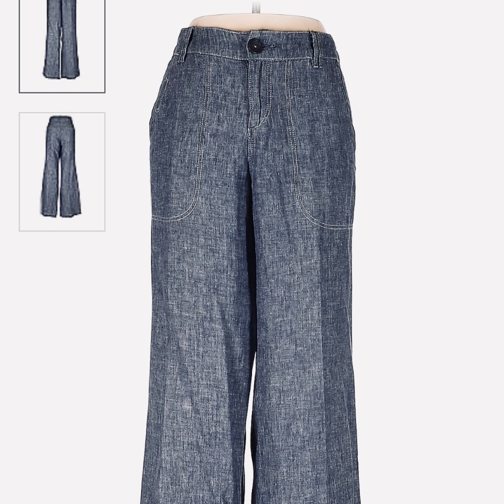Pilcro and the Letterpress Blue Chambray Linen Blend Wide Leg Pants Size 4
